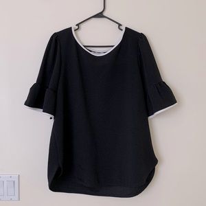 Black & White Trim Blouse